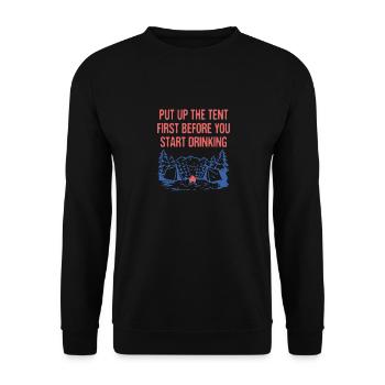 Put up the Tent First Camping Beer Lover Camper - Unisex Pullover - Schwarz - Vorne - Alina (178cm) & Michal (187cm)