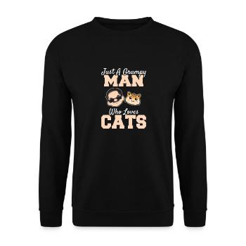 Just A Grumpy Man Who Loves Cats Cat Dad Funny Cat - Unisex Pullover - Schwarz - Vorne - Alina (178cm) & Michal (187cm)
