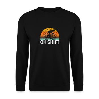 Oh Shift Mountain Biking Bike Cyclist - Unisex Sweatshirt - black - Front - Alina (178cm) & Michal (187cm)