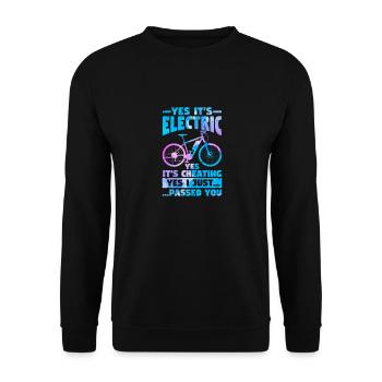 Yes, it's electric Yes, it's scam e-bike - Unisex Sweatshirt - black - Front - Alina (178cm) & Michal (187cm)