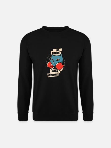 Jab Cross Hook Uppercut Cat Boxing Gloves Athlete - Unisex Sweatshirt - black