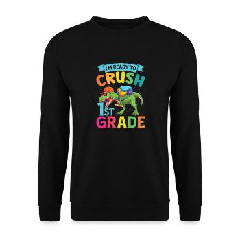 Ready Crush T-Rex 1st Class Dinosaurs - Unisex Sweatshirt - black - Front - Alina (178cm) & Michal (187cm)