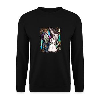 Sorcière d’Halloween et Zombie Tie Dye - Sweat-shirt Unisexe - noir - Devant - Alina (178cm) & Michal (187cm)