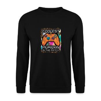 Der coolste Kürbis im Patch Gamer - Unisex Pullover - Schwarz - Vorne - Alina (178cm) & Michal (187cm)