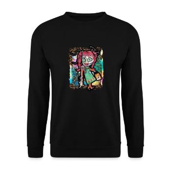 Halloween Zombie Rag Doll Tie Dye - Unisex Sweatshirt - black - Front - Alina (178cm) & Michal (187cm)
