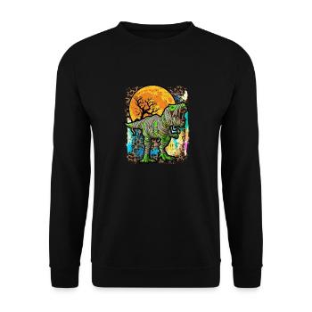 Halloween Dinosaur Zombie Tie Dye - Unisex Sweatshirt - black - Front - Alina (178cm) & Michal (187cm)