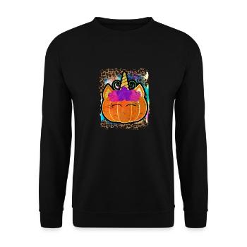 Halloween Unicorn Pumpkin Tie Dye - Unisex Sweatshirt - black - Front - Alina (178cm) & Michal (187cm)