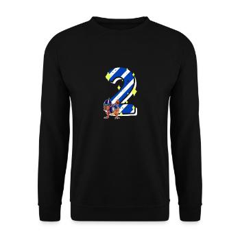 2 ans Dino American Football 2ème B-day Dab - Sweat-shirt Unisexe - noir - Devant - Alina (178cm) & Michal (187cm)