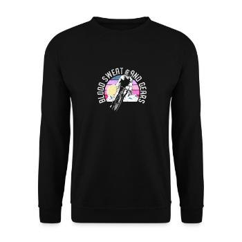 Mountain Biking MTB Rider Bicycle Blood Sweat - Unisex Sweatshirt - black - Front - Alina (178cm) & Michal (187cm)