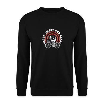 Blut, Schweiß und Gänge Mountainbiking MTB-Fahrer - Unisex Pullover - Schwarz - Vorne - Alina (178cm) & Michal (187cm)