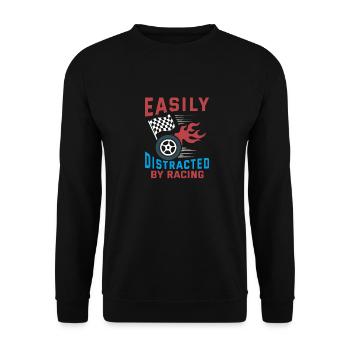 Easily Distracted By Racing Racing Funny Racer Lov - Unisex Pullover - Schwarz - Vorne - Alina (178cm) & Michal (187cm)