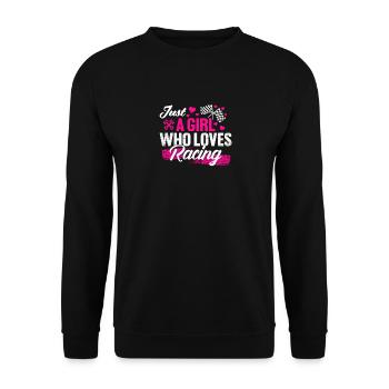 Just A Girl Who Loves Racing Dirt Track Race Girlf - Unisex Pullover - Schwarz - Vorne - Alina (178cm) & Michal (187cm)