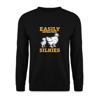 Easily Distracted By Silkies Funny Fluffy Silky Ch - Unisex Sweatshirt - black - Front - Alina (178cm) & Michal (187cm)