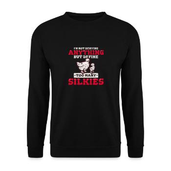 Define Too Many Silkies Funny Silky Chicken Fluffy - Unisex Sweatshirt - black - Front - Alina (178cm) & Michal (187cm)
