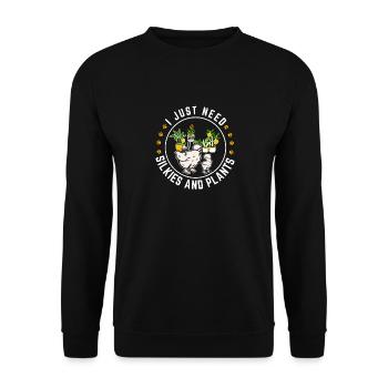 I Just Need Silkies And Plants Slikie Chicken Plan - Unisex Pullover - Schwarz - Vorne - Alina (178cm) & Michal (187cm)