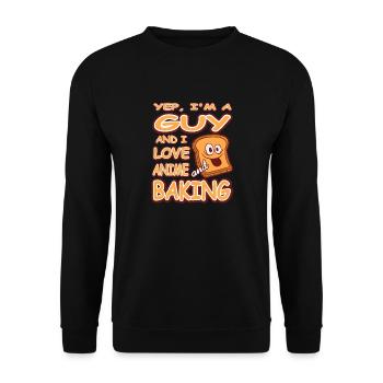 Yep I'm A Guy And I Love Anime & Baking T-Shirt - Unisex Pullover - Schwarz - Vorne - Alina (178cm) & Michal (187cm)