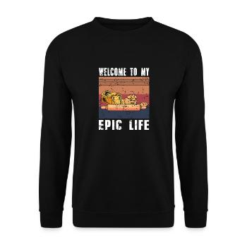 Retro Vintage Welcome To My Epic Life Baker Tea - Unisex Sweatshirt - black - Front - Alina (178cm) & Michal (187cm)
