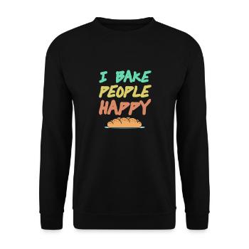 I Bake People Happy Retro Awesome Baking Design - Unisex Sweatshirt - black - Front - Alina (178cm) & Michal (187cm)