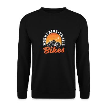 Mountain Paths Bicycles Mountain Biking Cycling - Unisex Sweatshirt - black - Front - Alina (178cm) & Michal (187cm)
