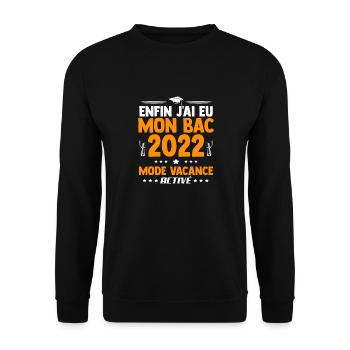Baccalauréat Cadeau Bac 2022 Humour Bachelier - Sweat-shirt Unisexe - noir - Devant - Alina (178cm) & Michal (187cm)