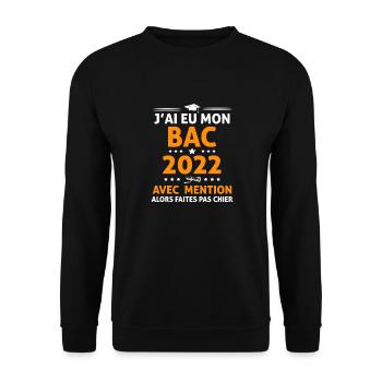 Ideé Cadeau Bachelier Bachelière Bac 2022 - Sweat-shirt Unisexe - noir - Devant - Alina (178cm) & Michal (187cm)