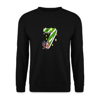7 Jahre alt Dino American Football 7. Geburtstag - Unisex Pullover - Schwarz - Vorne - Alina (178cm) & Michal (187cm)
