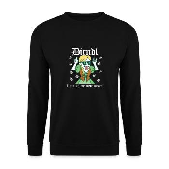 Dirndl kann ich mir nicht leisten Dirndl Ersatz - Unisex Pullover - Schwarz - Vorne - Alina (178cm) & Michal (187cm)