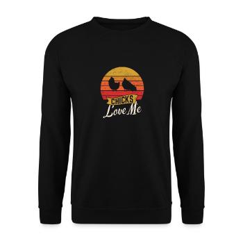 Les poussins m’aiment Le poulet aime l’élevage de poulets - Sweat-shirt Unisexe - noir - Devant - Alina (178cm) & Michal (187cm)