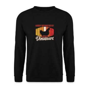 Easily Distracted By Little Dinosaurs Funny Chicke - Unisex Pullover - Schwarz - Vorne - Alina (178cm) & Michal (187cm)