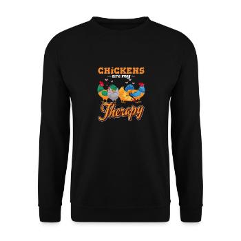 Chickens Are My Therapy Funny Chicken Lover Chicke - Unisex Pullover - Schwarz - Vorne - Alina (178cm) & Michal (187cm)