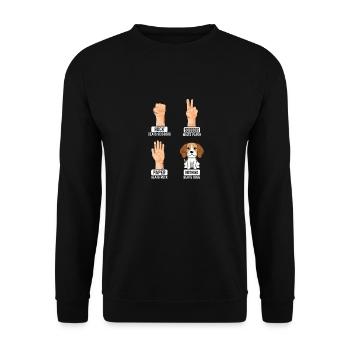 Rock Paper Scissors Dogs Funny Dog Lovers Pet Dog - Unisex Pullover - Schwarz - Vorne - Alina (178cm) & Michal (187cm)