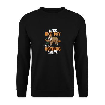 It's A Nice Day To Do Nothing At All Funny Sloth L - Unisex Pullover - Schwarz - Vorne - Alina (178cm) & Michal (187cm)