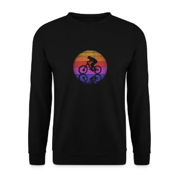 Reflexion MTB Mountainbike Lustig Radfahren Reiten - Unisex Pullover - Schwarz - Vorne - Alina (178cm) & Michal (187cm)