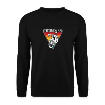 Ride Cyclist Bike Cycling Rider My Retirement Plan - Unisex Pullover - Schwarz - Vorne - Alina (178cm) & Michal (187cm)