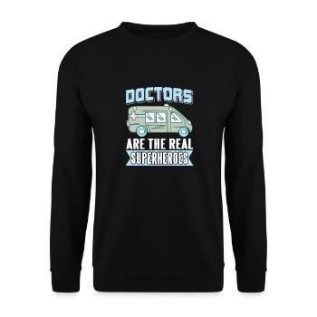 Doctors Are The Real Superheroes Awesome Doctor - Unisex Sweatshirt - black - Front - Alina (178cm) & Michal (187cm)