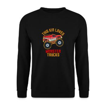 Dieses Kind liebt Monster Trucks - Unisex Pullover - Schwarz - Vorne - Alina (178cm) & Michal (187cm)