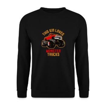 Dieses Kind liebt Monster Trucks - Unisex Pullover - Schwarz - Vorne - Alina (178cm) & Michal (187cm)