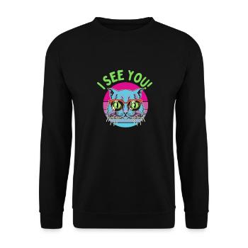 A cat sees everything! - Unisex Sweatshirt - black - Front - Alina (178cm) & Michal (187cm)