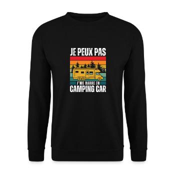 Je Peux Pas J'me Barre En Camping Car - Sweat-shirt Unisexe - noir - Devant - Alina (178cm) & Michal (187cm)