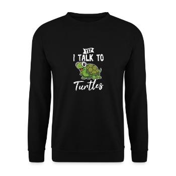 Yep I Talk To Turtles Funny Sea Turtle Lover Ocean - Unisex Sweatshirt - black - Front - Alina (178cm) & Michal (187cm)