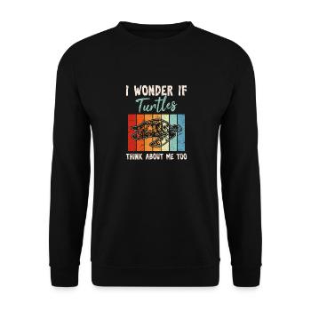 I Wonder If Turtles Think About Me Too Funny Sea T - Unisex Sweatshirt - black - Front - Alina (178cm) & Michal (187cm)