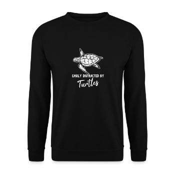 Easily Distracted By Turtles Funny Sea Turtle Love - Unisex Sweatshirt - black - Front - Alina (178cm) & Michal (187cm)