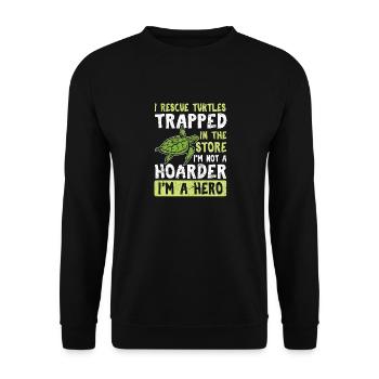 Je sauve des tortues piégées dans le magasin Funny Sea Tu - Sweat-shirt Unisexe - noir - Devant - Alina (178cm) & Michal (187cm)