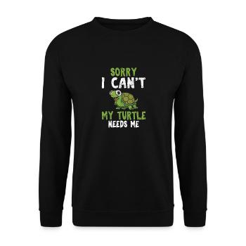 Sorry I Can't My Turtle Needs Me Funny Sea Turtle - Unisex Sweatshirt - black - Front - Alina (178cm) & Michal (187cm)