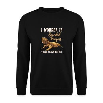 I Wonder If Bearded Dragons Think About Me Too Bea - Unisex Sweatshirt - black - Front - Alina (178cm) & Michal (187cm)