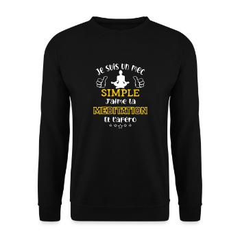 je suis un mec simple j'aime la méditation apéro - Sweat-shirt Unisexe - noir - Devant - Alina (178cm) & Michal (187cm)