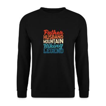 Father Husband Mountain Biking Legend Father's Day Bike - Unisex Sweatshirt - black - Front - Alina (178cm) & Michal (187cm)