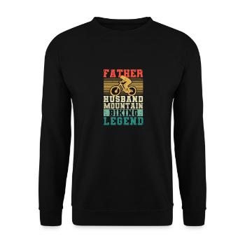 Father's Day Biker Father Husband Mountain Bike Legend - Unisex Sweatshirt - black - Front - Alina (178cm) & Michal (187cm)