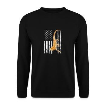 Funny Bearded Dragon Lovers American Flag Beardie - Unisex Sweatshirt - black - Front - Alina (178cm) & Michal (187cm)