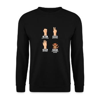 Rock Paper Scissors Nothing Beats Bearded Dragons - Unisex Pullover - Schwarz - Vorne - Alina (178cm) & Michal (187cm)